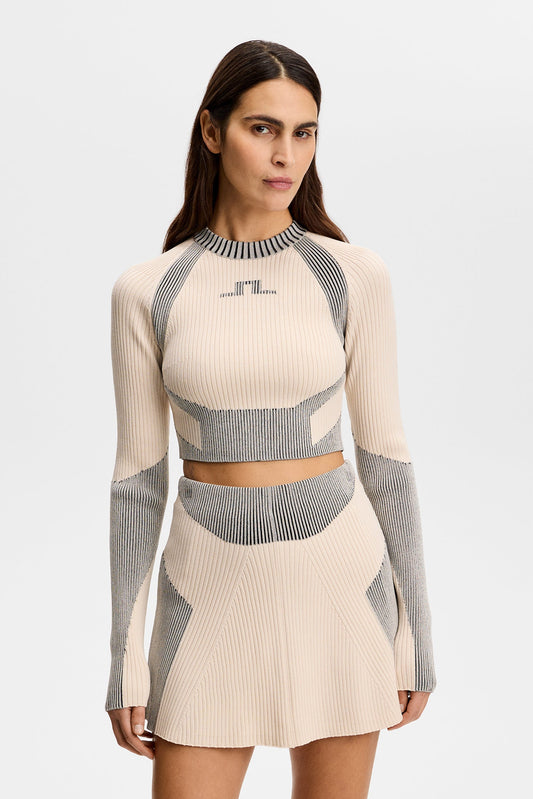 Torie Contrast Rib knit Top / Moonbeam