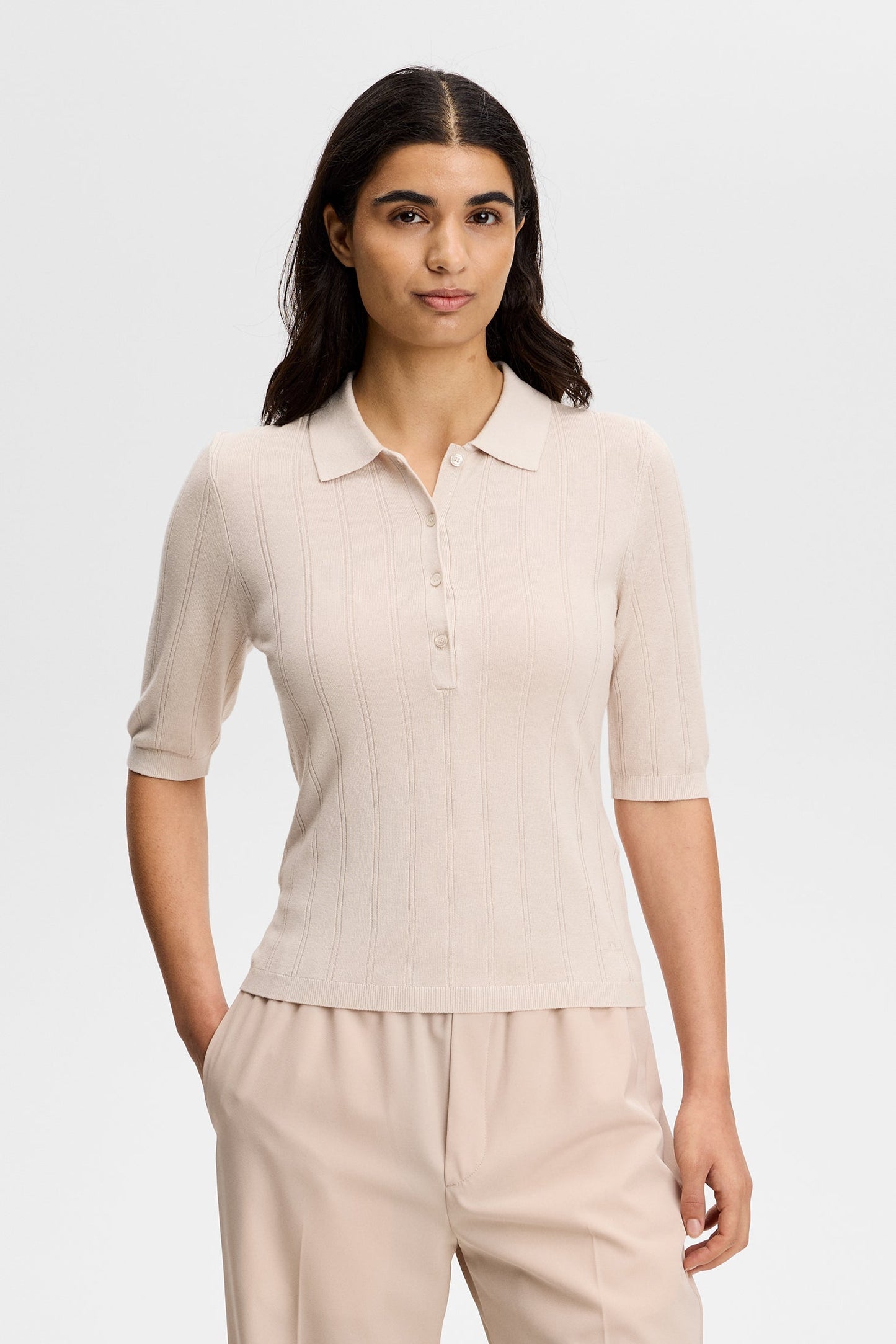 Vida Wide Rib Polo / Moonbeam