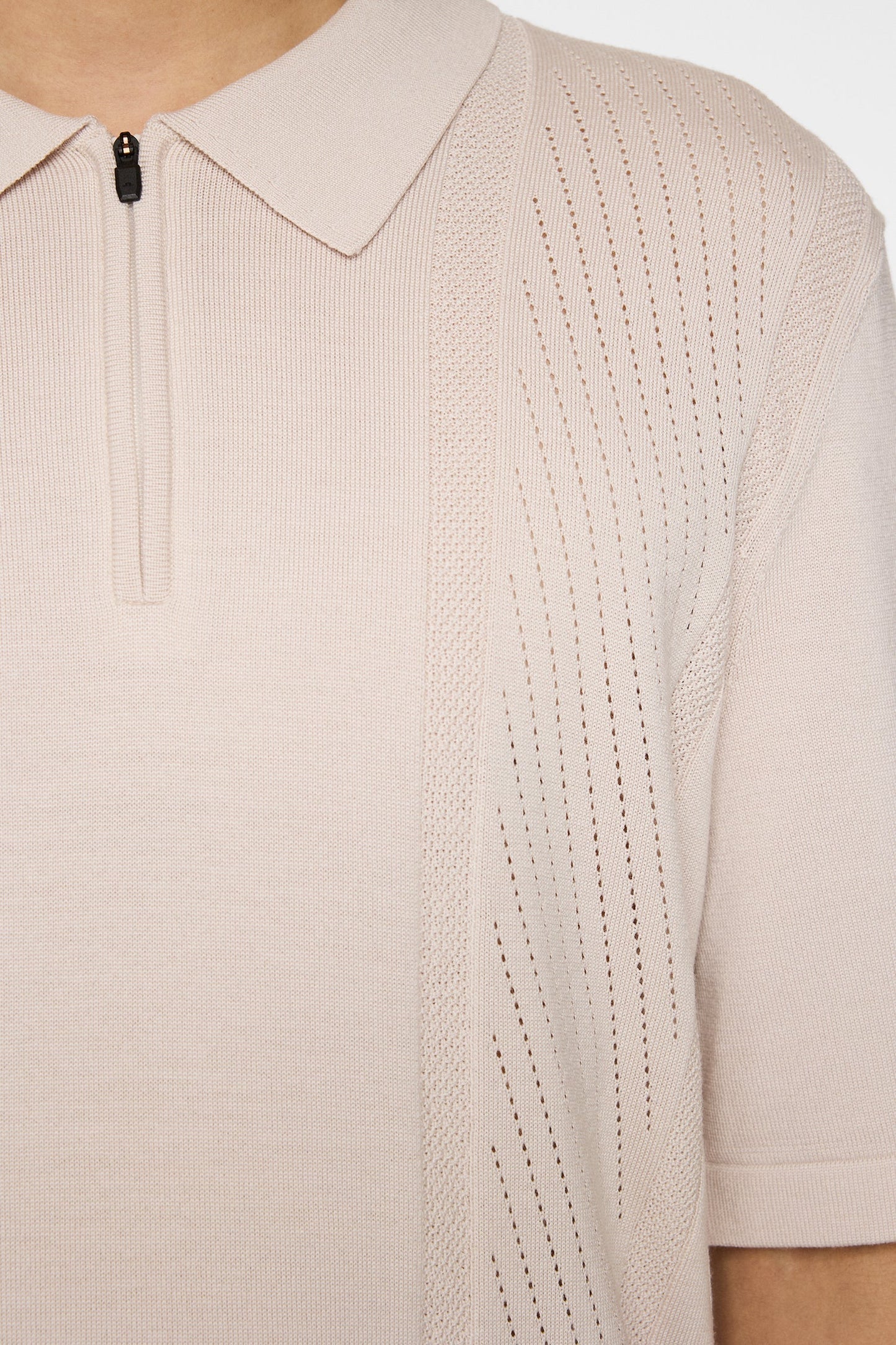 Remy Structure Zip Knit Polo / Moonbeam