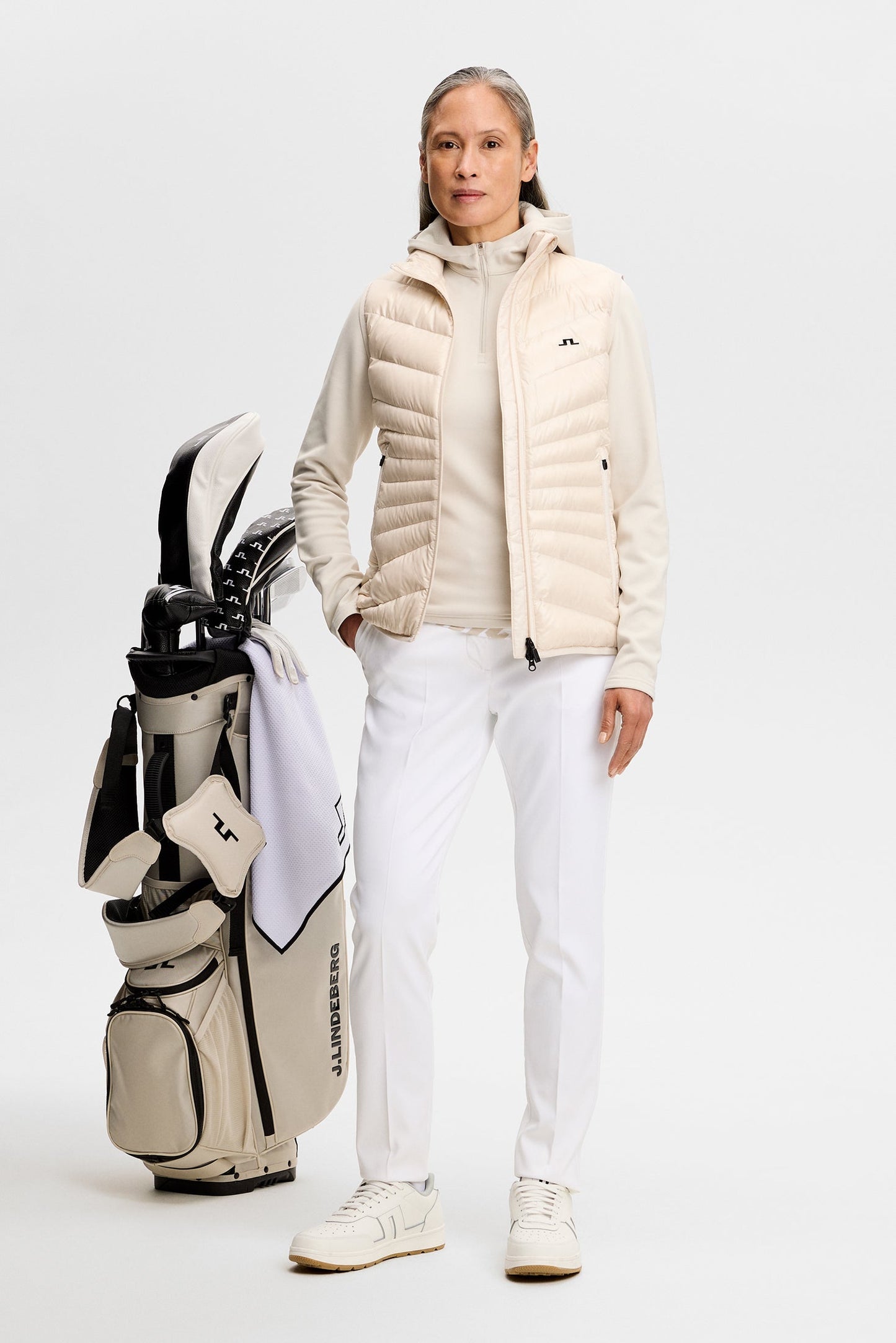 Aerielle Quarter Zip Hood / Moonbeam