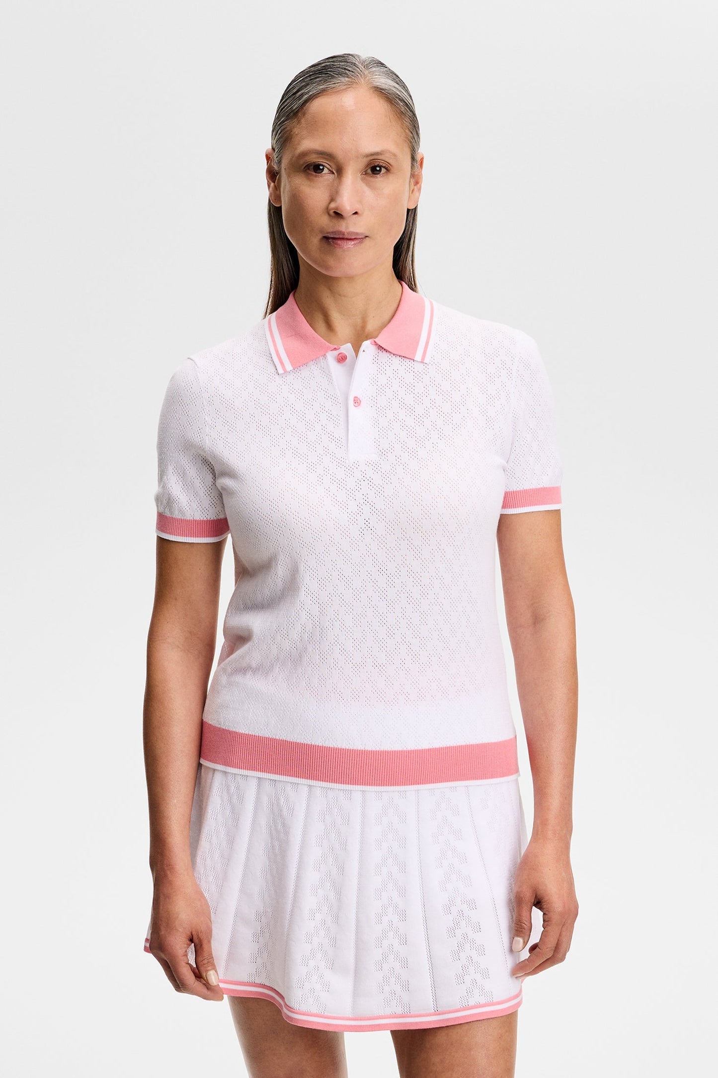 Polly Pointelle Polo / White