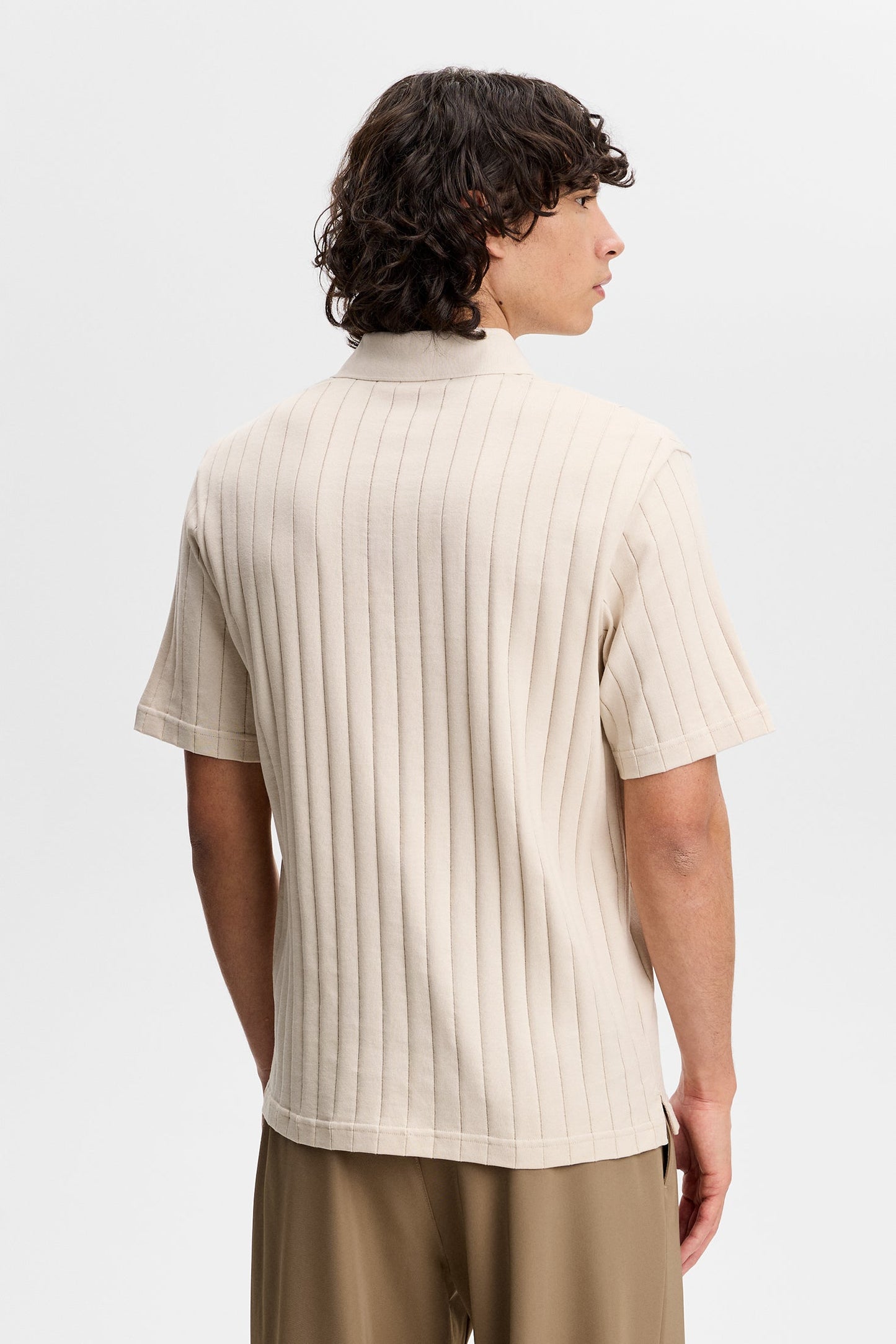 Simon Stripe Polo / Moonbeam