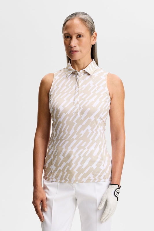 Dena Print Sleeveless Polo / Oak Island Fossil M