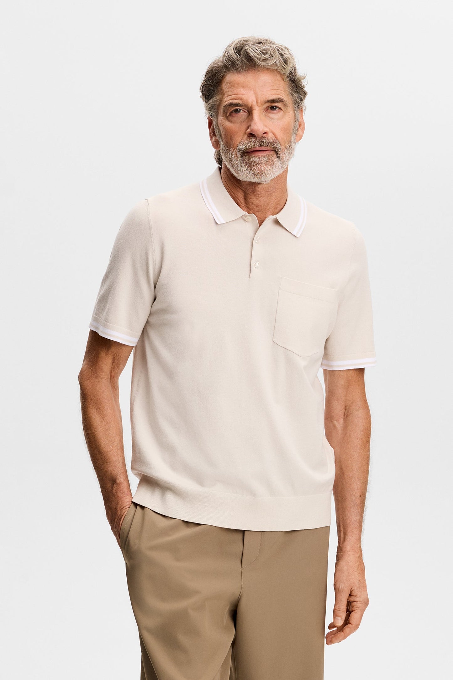 Ramon Knit SS Polo / Moonbeam
