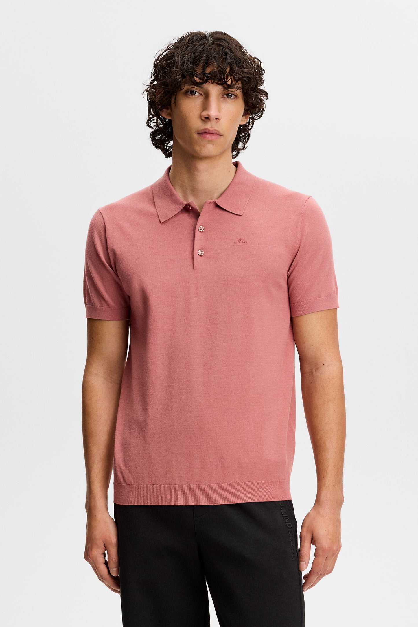 Ridge Knitted Polo / Withered Rose