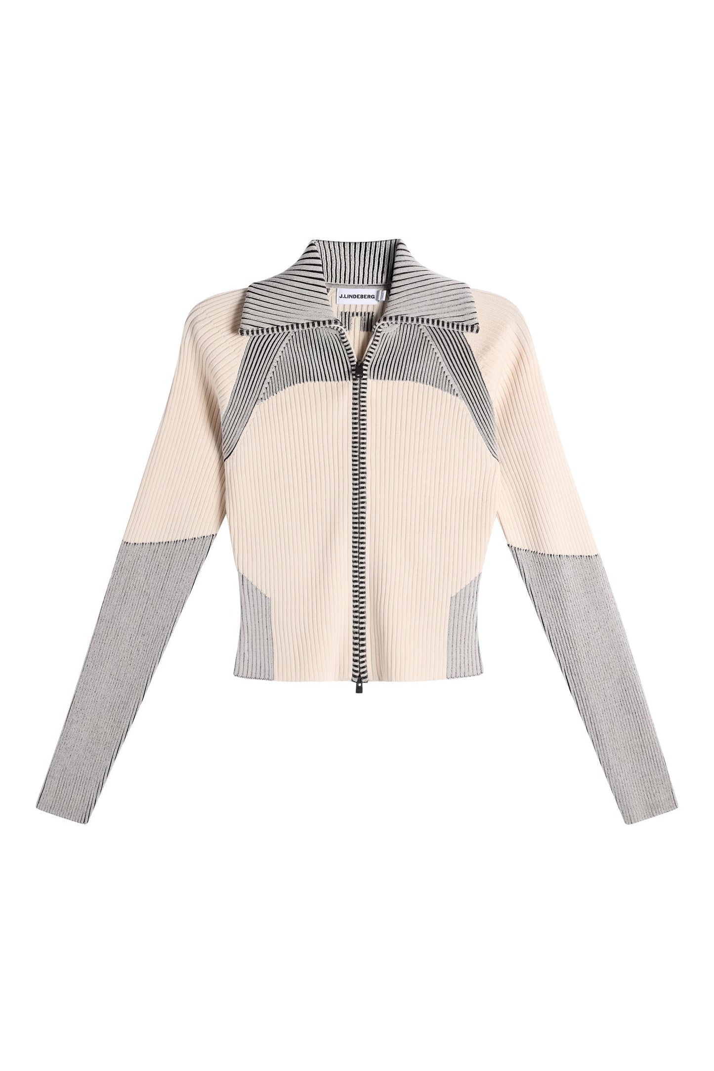 Terri Contrast Rib Zip Sweater / Moonbeam