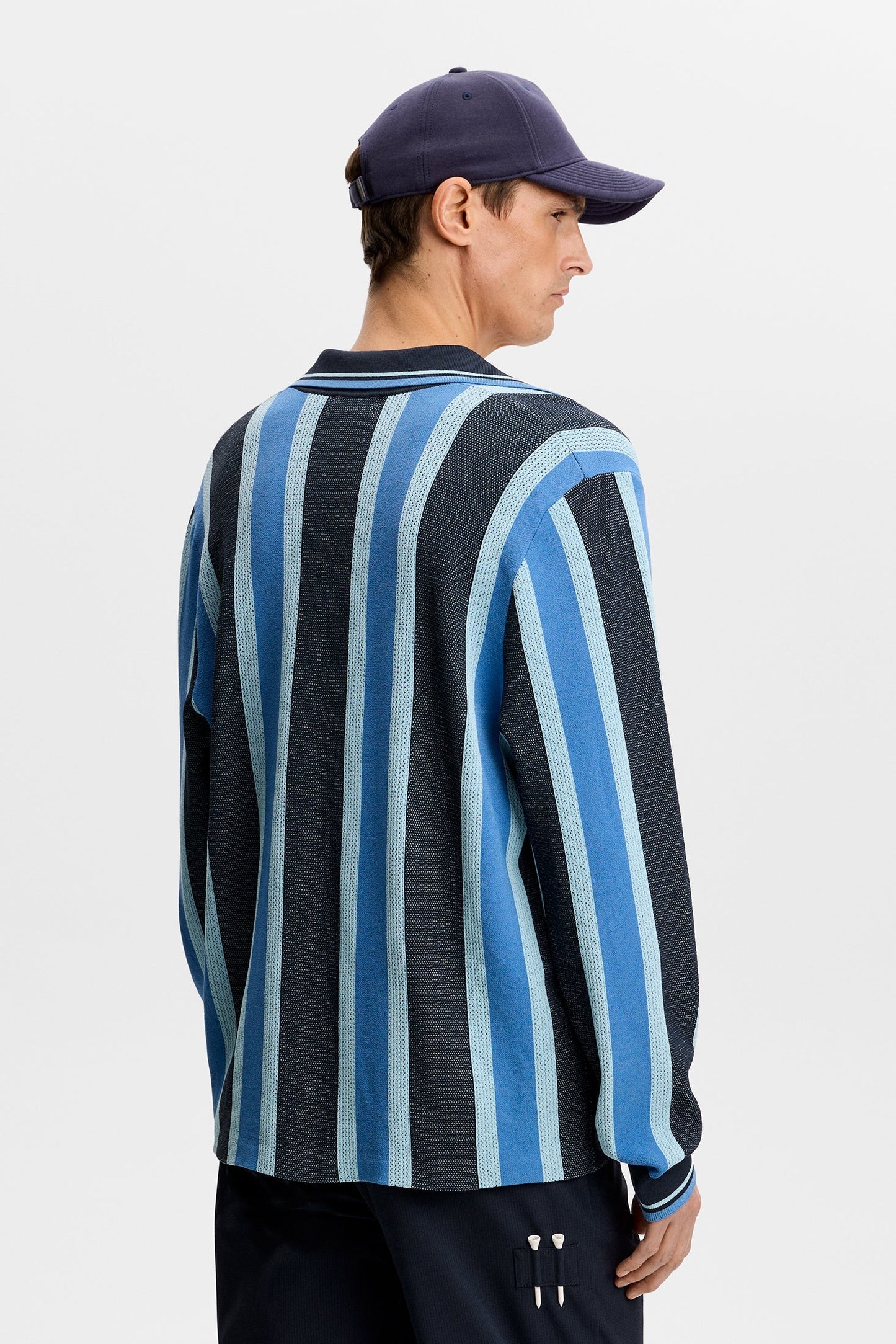Silas Stripe Polo Knit / Navy