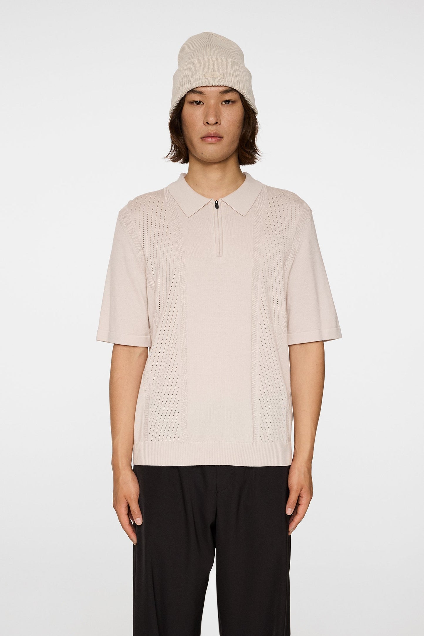 Remy Structure Zip Knit Polo / Moonbeam