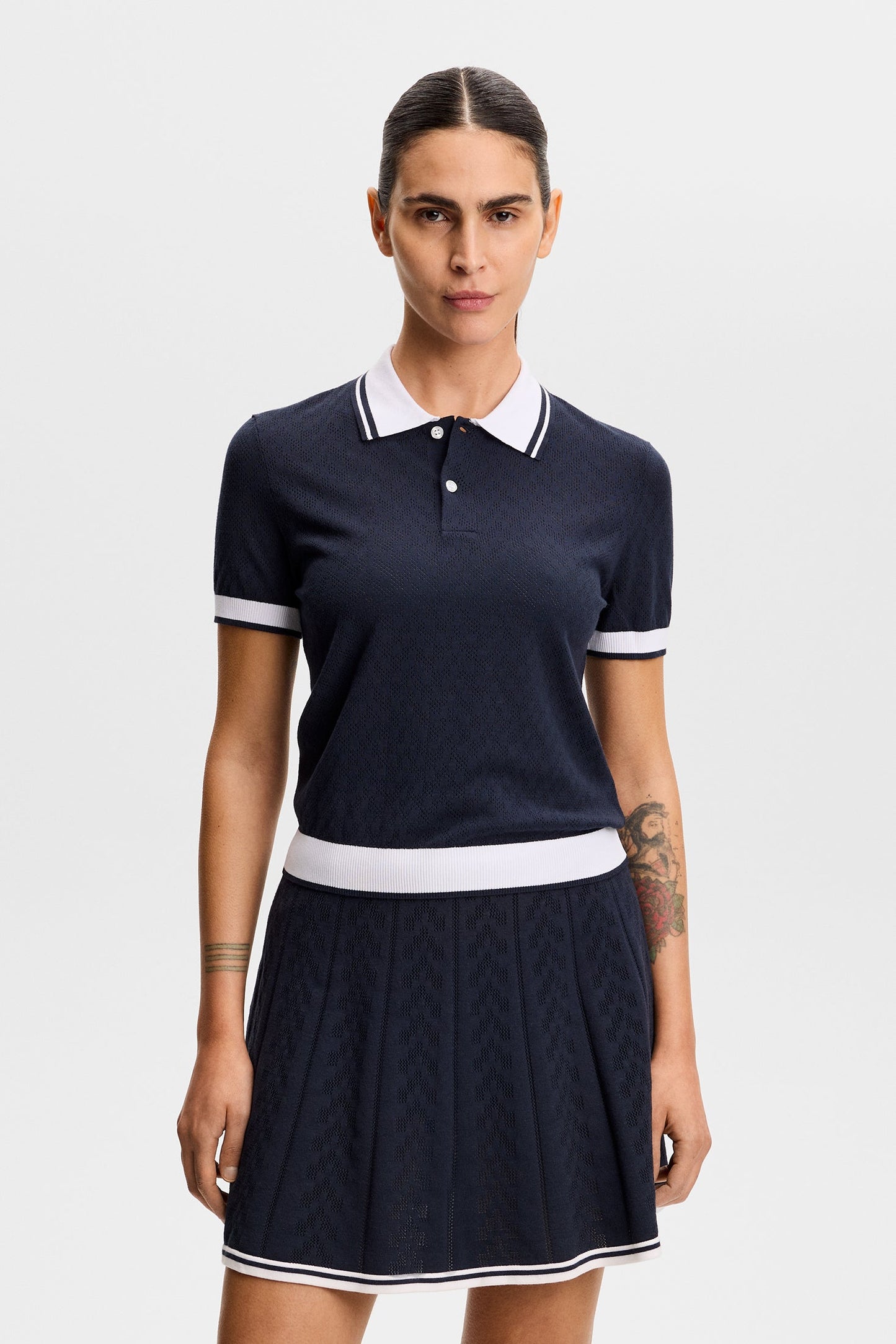 Polly Pointelle Polo / Navy