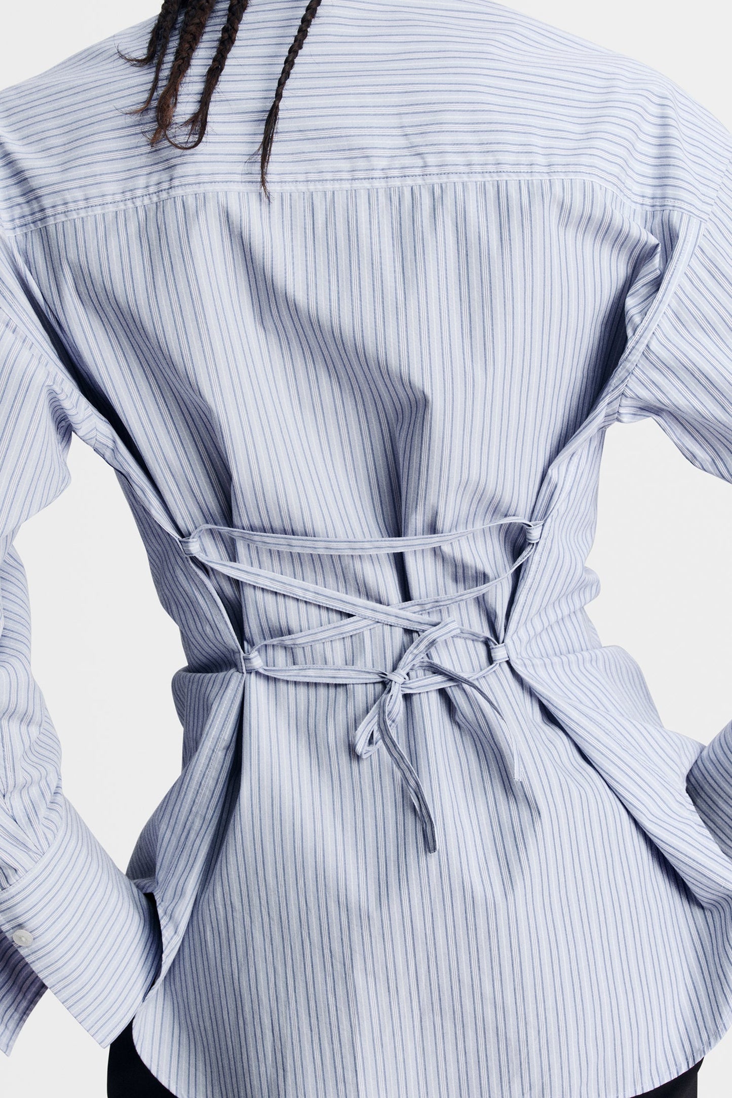 Kristina Cotton Stripe Shirt / Forget-Me-Not