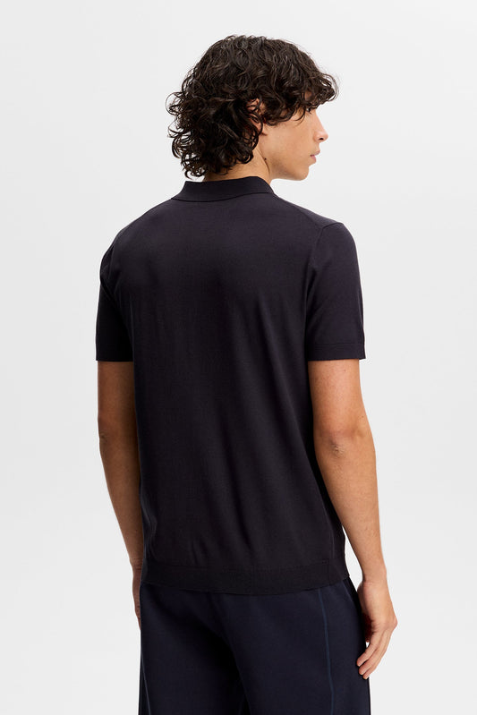Ridge Knitted Polo / Navy