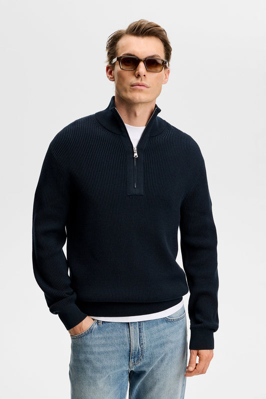 Alex Half Zip Knitted Sweater / Navy