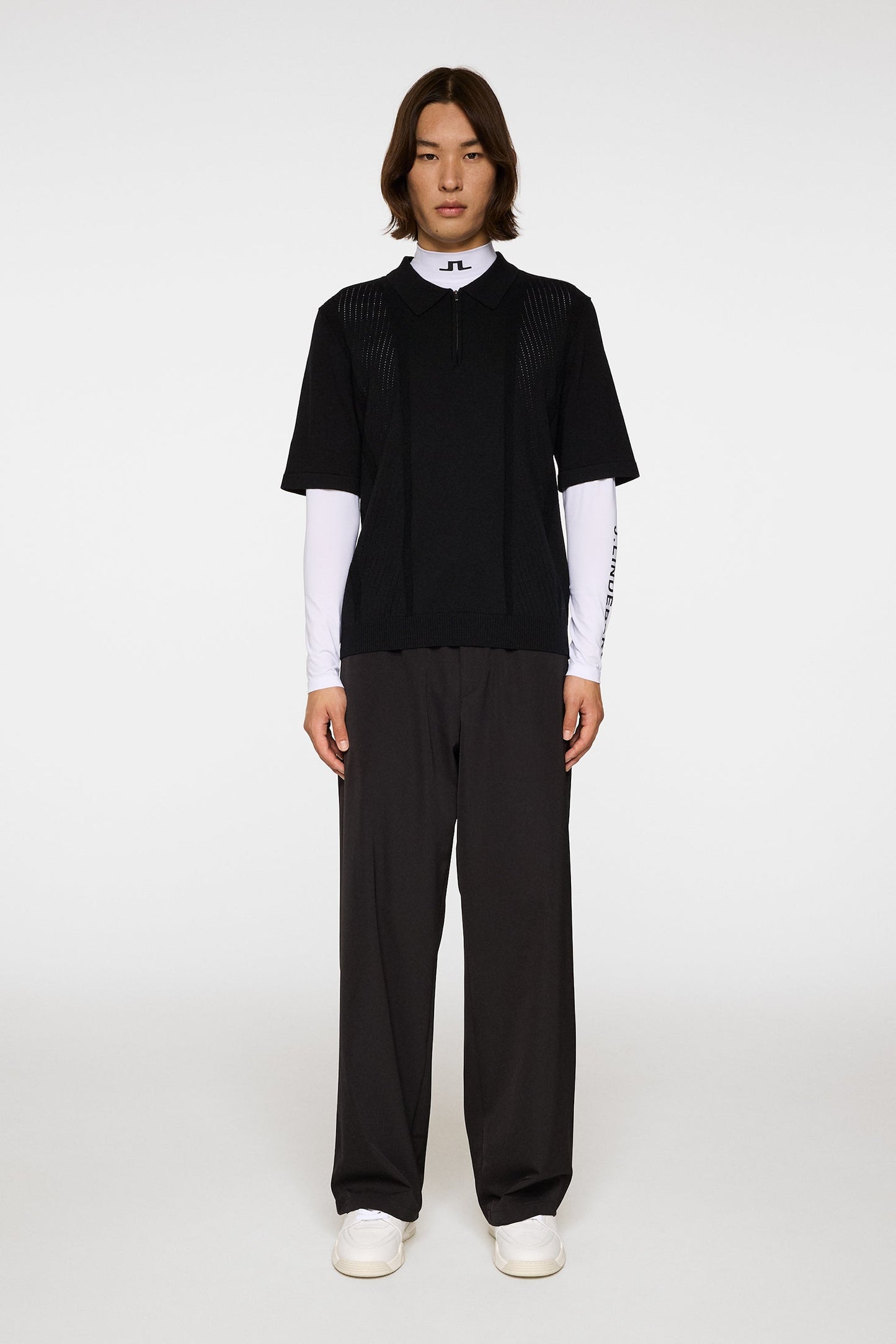 Remy Structure Zip Knit Polo / Black