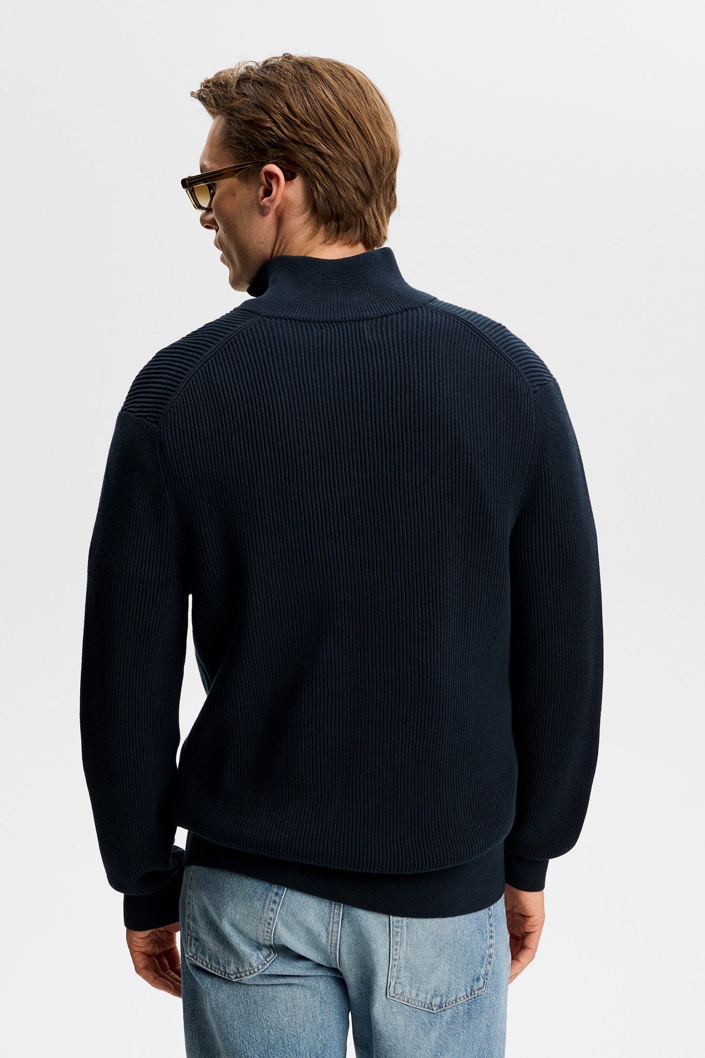 Alex Half Zip Knitted Sweater / Navy