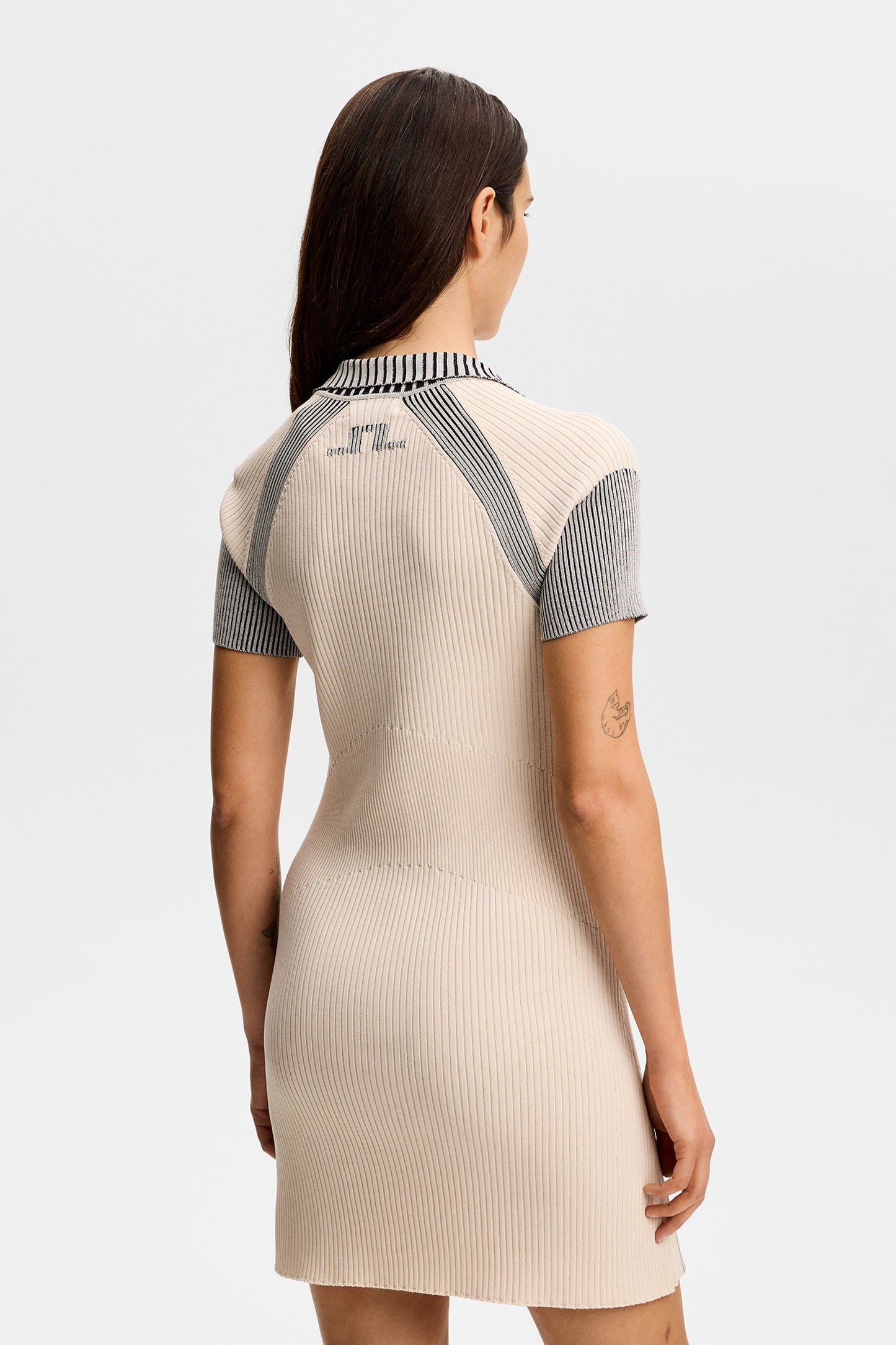Tala Contrast Rib Knit Dress / Moonbeam