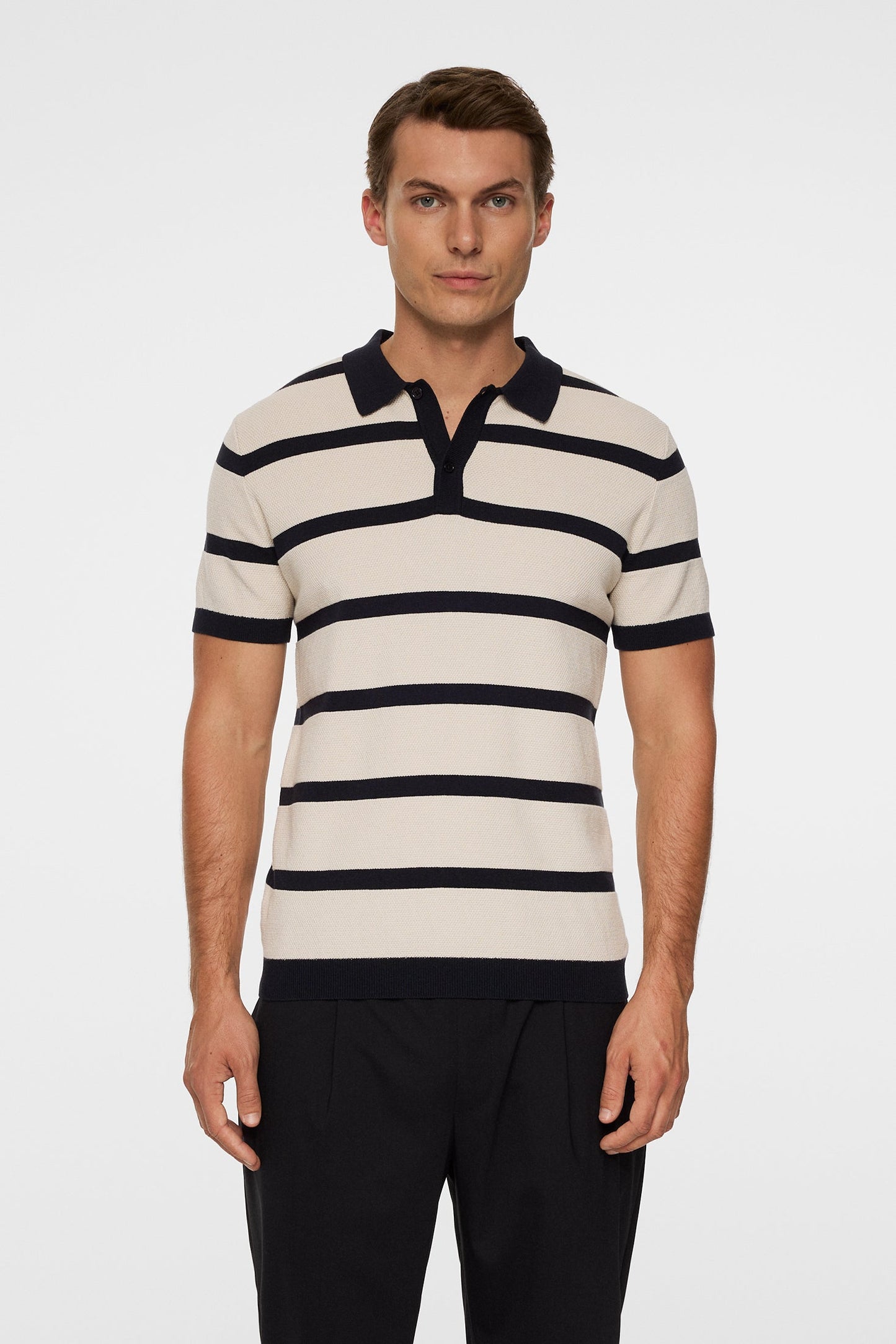 Reve Short Sleeve Stripe Polo / Moonbeam
