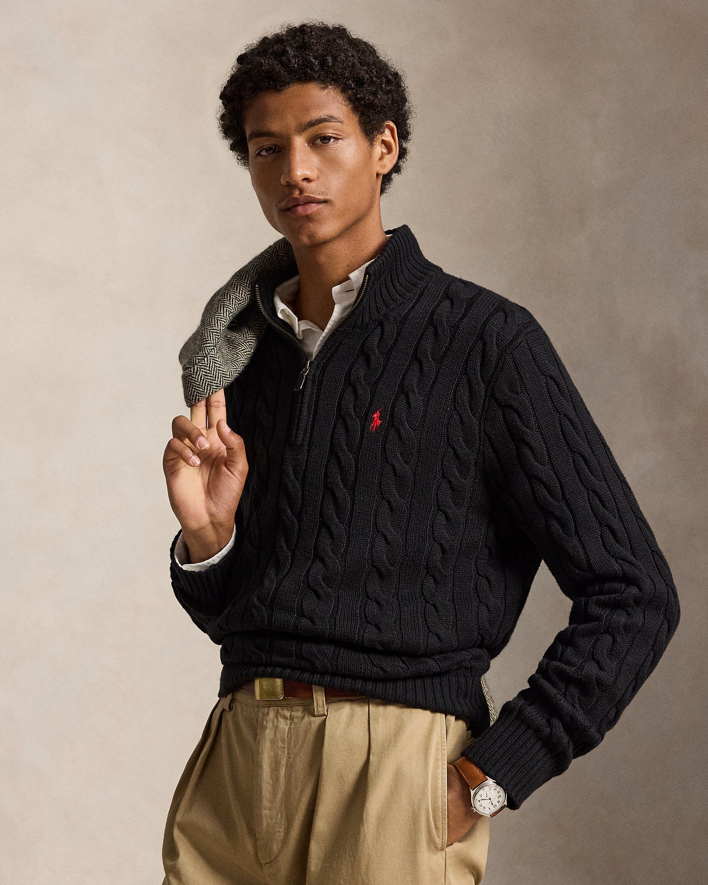 Cable-Knit Cotton Quarter-Zip Jumper