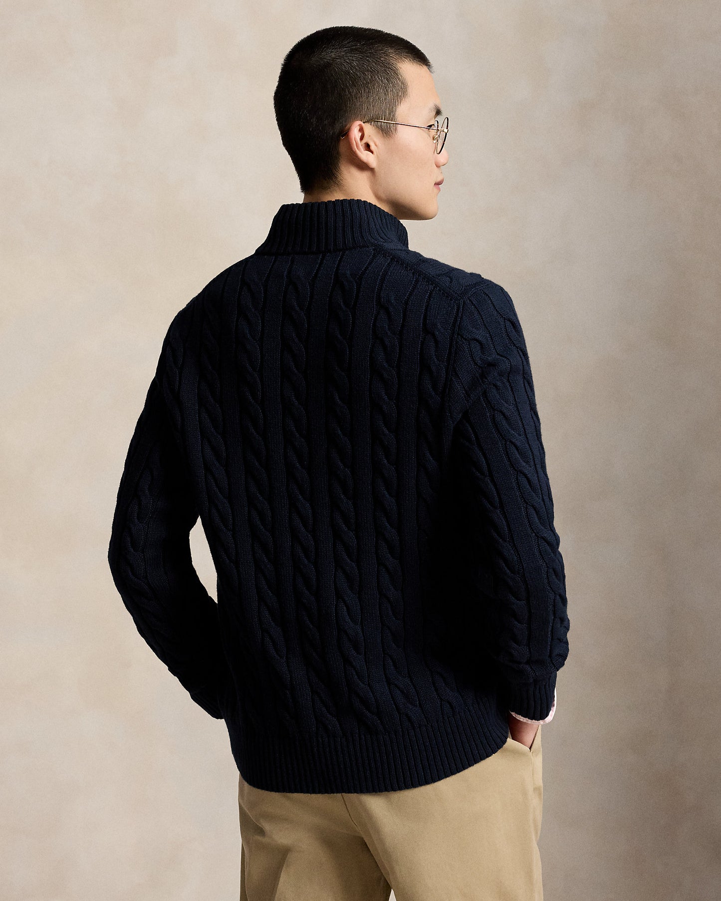 Cable-Knit Cotton Quarter-Zip Jumper